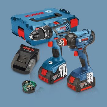 Toptopdeal-Bosch 18V Li-Ion Bluetooth Combi Drill & Impact Driver Twin Kit With 2 X 5 Ah Batteries &