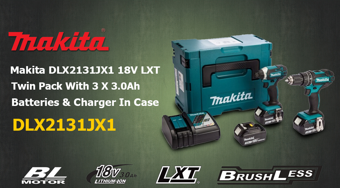 Toptopdeal-Makita DLX2131JX1 18V LXT Twin Pack With 3 X 3.0Ah Batteries & Charger In Case